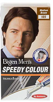 Bigen Men's Speedy Color | Cubre las canas en 5 minutos | Con aceite de oliva | Con cepillo especial - 105 Marrón Medio