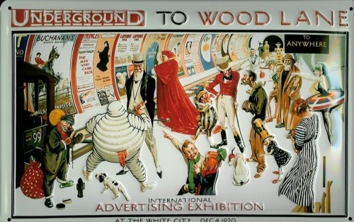 Buddel-Bini Versand Blechschild Nostalgieschild London U-Bahn Tube Underground Wood Lane Bahnhof