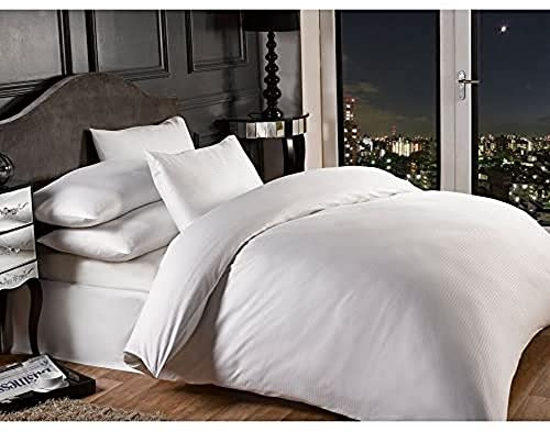 Emma Barclay Grosvenor - 1000 Thread Count Pin Stripe Duvet Set in White - King Bed