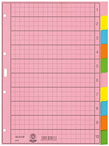 Leitz 4340000 Blank Tab Index Papier mehrfarbig – Ordnungsregister (Blank Tab Index, Papier, mehrfarbig, Hochformat, A4, 130 g/m²)