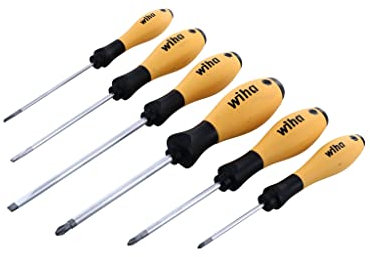 Wiha 30292 6-Piece Slotted and Phillips Screwdriver Set ESD with Soft Finish Grip