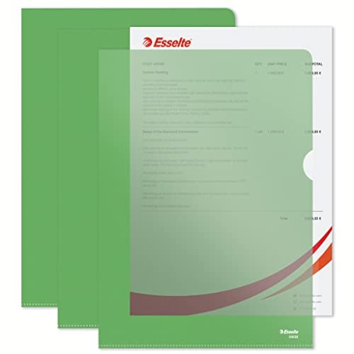 Esselte Sichthüllen-Set Standard Plus, 100 Stück, A4 Format, Grün mit matter Oberfläche, 0,115 mm PP-Folie, 54838