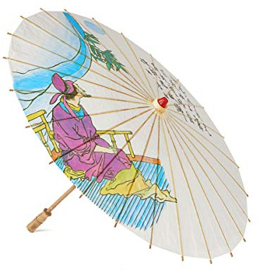 Funny Fashion Chinesischer Regenschirm aus Holz und Papier 85 cm