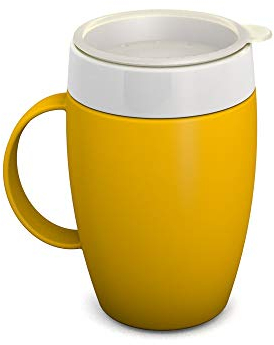 Ornamin Becher mit Trink-Trick 140 ml gelb mit Thermofunktion und Trinkdeckel (Modell 905 + 814) / Spezial-Trinkhilfe, Nasenbecher, Schnabelbecher