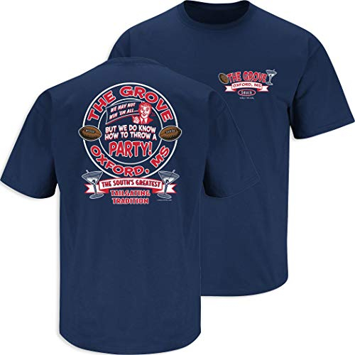 Smack Apparel Ole Miss Football Fans The Grove The South's Greatest Tailgating Tradition T-Shirt (S-5X), Damen Unisex-Erwachsene Herren, navy, 3X-Large