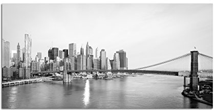 120x60cm - Fotodruck auf Leinwand und Rahmen New York Brooklyn Bridge Skyline - Leinwandbild auf Keilrahmen modern stilvoll - Bilder und Dekoration