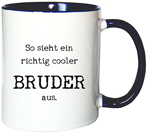 Mister Merchandise Kaffeetasse Becher So Sieht EIN richtig Cooler Bruder aus Geschwister Brother, Farbe: Weiß-Blau