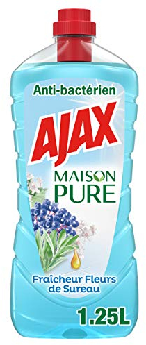 AJAX - Nettoyant Ménager Anti Bactérien Multi-Surfaces, Maison Pure Désinfectant Fleurs de Sureau - Bidon 1,25L