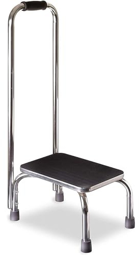 DMI Step Stool with Handle and Non Skid Rubber Platform, Lightweight and Sturdy Stool for Seniors, Adults and Children, Holds up to 300 Pounds with 9.5 Inch Step Up, 17.3D x 12.3W x 34H, Chrome