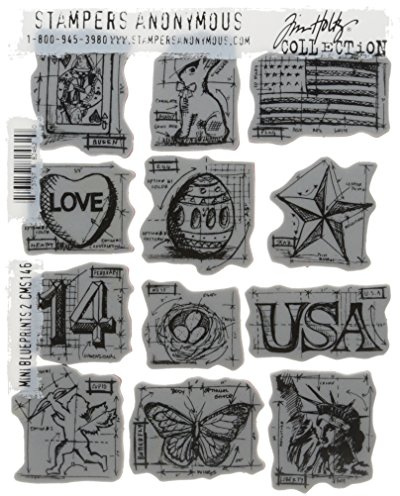 Tim Holtz Cling Mounted Stamp Sets Stampers Anonymous Mini Blueprints 2 Rubber Stamp