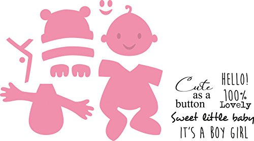 Marianne Design COL1387 Collectables Elines Baby - Stempel und Stanzschablone für die Kartengestaltung und Scrapbooking, Metal, rosa, 3,3 x 2,29 x 0,4 cm