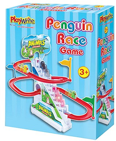 CAROUSEL Penguin Race Game - 3 Penguins, Racing Track - Whimsical Animal Theme - Black and White - Beginner - Ages 3+