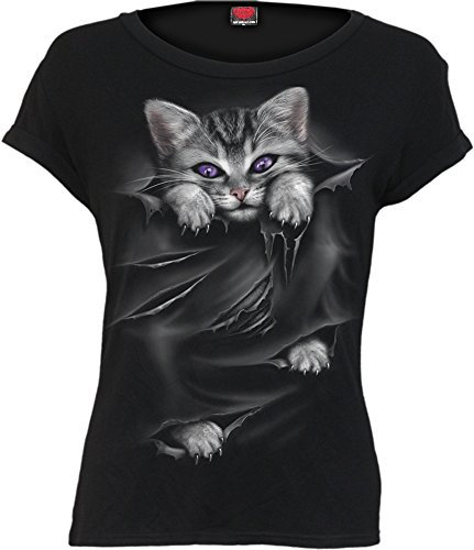 Spiral - Bright Eyes - Boatneck Cap Sleeve Top Black - XL