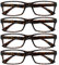 OPULIZE PEP Lesebrille für Damen und Herren - 4er Pack - Große Rechteckige Brille - Komfortable Federscharniere - Kratzfest - Braun Schildpatt +2.50