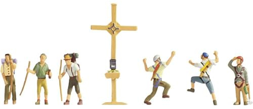NOCH® Bergwanderer mit Gipfelkreuz, handkoloriertes Figuren-Set, 1:87 für die Spur H0, ideal für Dioramen und Modellbau