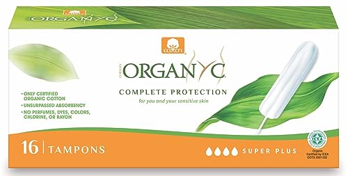 Organyc, Tampons aus 100% Bio-Baumwolle, zertifiziert Super Plus, 1 Box mit 16 Tampons