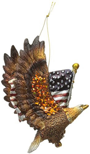 Kurt Adler Patriotischer Adler aus Kunstharz, US-Nationalsymbol mit amerikanischer Flagge, Dekoration