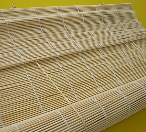 deko-raumshop Bambusrollo Faltrollo Rollo Natur Breite 60 bis 140 cm Schnurzugrollo Vorhang Wandmontage Deckenmontage Blickdicht geflochtene Stächchen Naturmaterialien Bambus Holz (140 x 160 cm)