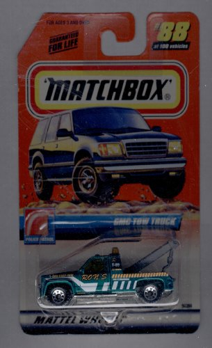 Matchbox 1999–88 von 100 Serie 18 Police Patrol GMC Abschleppwagen 1:64 Maßstab - Kunststoff, Blau, Spielzeugauto, Transport, Glänzend