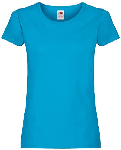 Fruit of the Loom Ladies Fit Valueweight Colours Short Sleeve Cotton T-Shirt, Blue - Azure Blue, Medium