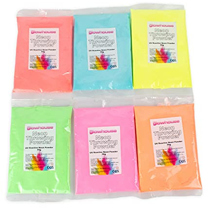 The Glowhouse UV Neon Holi-Pulver, 70 g, 6 Stück