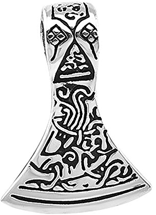 Anhänger Axt Beil Schwarz Wikinger Tribal Keltisch Celtic Edelstahl Halskette Lederkette Gothic Kugelkette Damen Herren Silber-nur-anhänger