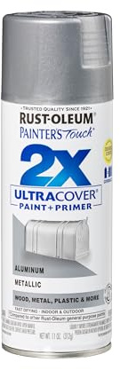 Rust-Oleum 249128 Painter's Touch 2X Ultra Cover Spray Paint, 11 oz, Metallic Aluminum