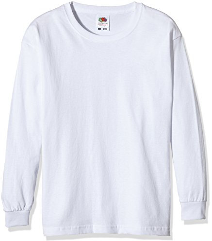 Fruit of the Loom Unisex Kids Valueweight Long Sleeve T-Shirt, White, 10-11 Years (Manufacturer Size:32)
