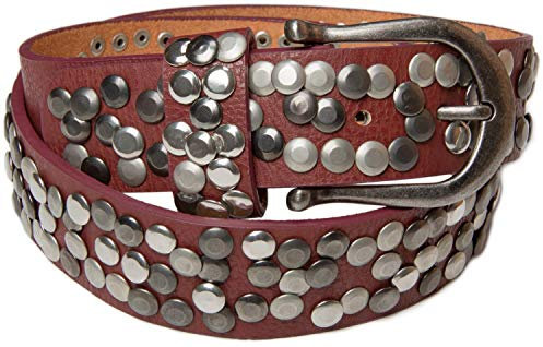 styleBREAKER Damen Nietengürtel mit unterschiedlichen Nieten, Kunstleder Gürtel Einfarbig, Damengürtel kürzbar 03010008, Farbe:Rotbraun, Größe:90cm