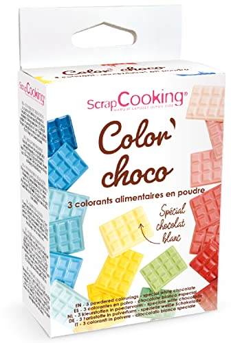 ScrapCooking - 3 Colorants Liposolubles pour Chocolats - Colorants Color’ Choco Rouge, Bleu & Jaune en Poudre - Ingrédients Pâtisserie Pâques Noël - 4012