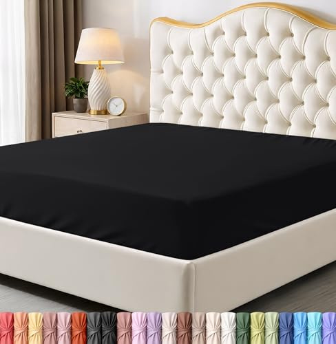 Utopia Bedding Twin Fitted Sheet - Bottom Sheet - Deep Pocket - Soft Microfiber -Shrinkage and Fade Resistant-Easy Care -1 Fitted Sheet Only (Black)