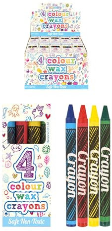 HENBRANDT 10 x Mini Wax Crayons for Kids Pack of 4 Assorted Colours Children’s Stocking Fillers Wedding Activity Pack Birthday Party Favours Loot Bag Fillers Classroom Rewards for Boys and Girls
