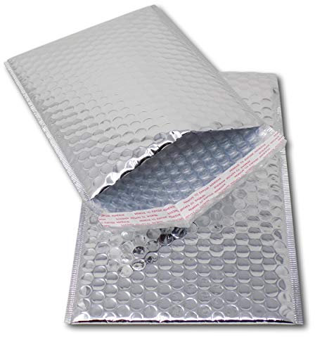EPOSGEAR 10 Silver Shiny Metallic Foil Bubble Padded Bag Mailing Envelopes - Perfect for Marketing, Promotions or and Alternative to Gift wrap (A5 / C5 (DVD) - 250mm x 180mm)