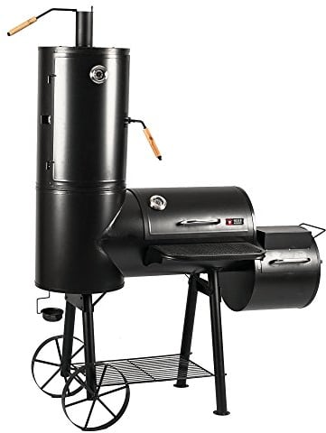 Mayer Barbecue RAUCHA Smoker MS-300 Pro Holzkohlegrill Räucherofen Smoker Grill, 2 Deckelthermometer, Massiv 49 kg, Schwarz, 139 x 184 x 73,5 cm (B x H x T)