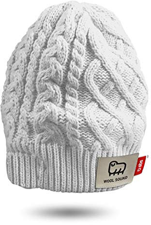 SBS Gorro de invierno unisex ideal para música y llamadas con conector para auriculares y micrófono integrados, color blanco