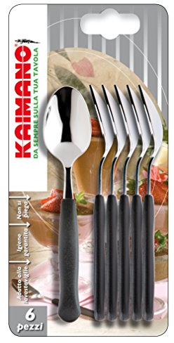 Kaimano KTS790306N Cucchiaini da tè, Acciaio Inossidabile, Nero, 6 unità