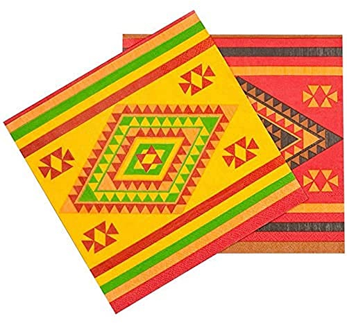 Boland 54411 - Servietten Mexiko, 12 Stück, Größe 33 x 33 cm, Muster, Papierservietten, Tischdeko, Geburtstag, Party, Mundtuch, Sommerfest