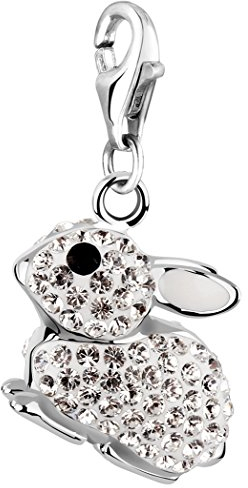 Nenalina Hase Karabiner Charm Anhänger für Bettelarmband aus 925 Sterling Silber 716243-001