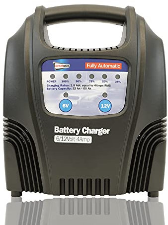 Streetwize - 4 Amp Fully Automatic LED Acid Battery Charger | LED Display | Reverse Polarity Protection | Overload Protection | Overheat Protection | 6V and 12V Car Charger (SWBCLED4)