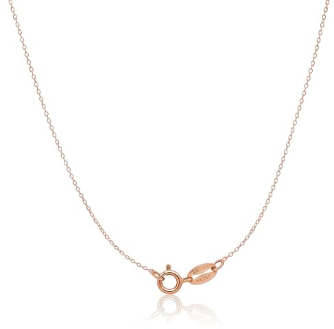 KEZEF Rose Gold over Sterling Silver 1.3 mm Cable Chain for Women or Men - 925 Silver Italian Necklace Chain - Hypoallergenic and Tarnish Resistant - 17 Inches | 43 cm