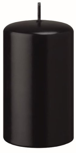 Stumpenkerzen Schwarz 8 x 8 cm, 4 Stück, Unparfümiert, Kerze