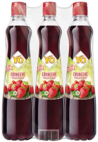 YO Sirup Erdbeere (6 x 700 ml) – 1x Flasche ergibt bis zu 5 Liter Fertiggetränk – ohne Süßungsmittel, Farb- & Konservierungsstoffe, vegan ohne Pfand