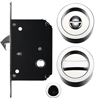Sliding Pocket Door Bathroom Privacy Lock Set (Polished Chrome)