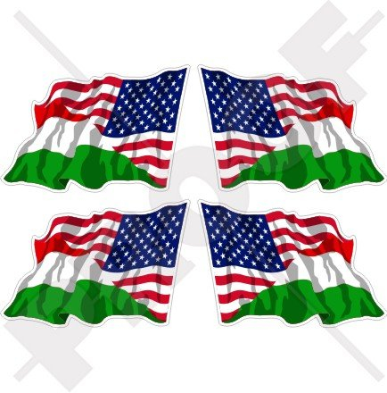 Vinyl-Aufkleber für Stoßstange und Helm, Motiv: USA, USA, Ungarisch, 50 mm, 4 Stück