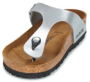 Birkenstock Donna Gizeh Birko Flor Argento Sandali- 37 EU