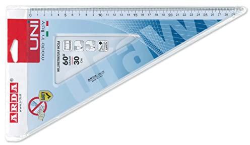ARDA Squadra 60° In Plastica Trasparente Misura 30 Cm, 1 Pezzo