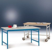 Manuflex BB4061.7035 Mobiler Arbeitstisch 1500 x 800 x 850 mm Tragkraft 250 kg Melaminplatte RAL7035 lichtgrau