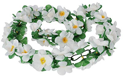 BASIL Rosengirlande weiß FLOWER GARLAND mit grünen Ästchen und Schleierkraut