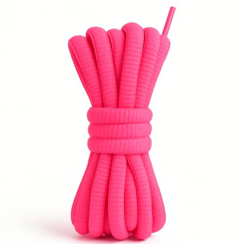 Lacets de chaussures de sport ronds ovales rose fluo de 120 cm, Smart Laces® sont parfaits pour les baskets de tennis, de basket-ball, de football, d'athlétisme, de coureurs, de baskets et