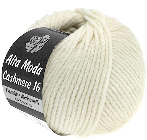 LANA GROSSA Alta Moda Cashmere 16 | Feinste 16 Mikron Merinowolle mit Kaschmiranteil | Handstrickgarn aus 78% Schurwolle (Merino) 12% Kaschmir & 10% Polyamid (Nylon) | 50g zum Stricken | 110m Garn 16